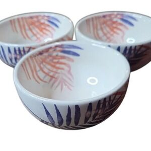 Set of 3 Tag Ltd. Mini Bowl Set With Tropical‎ Fern Design , 4" Diameter, G91986